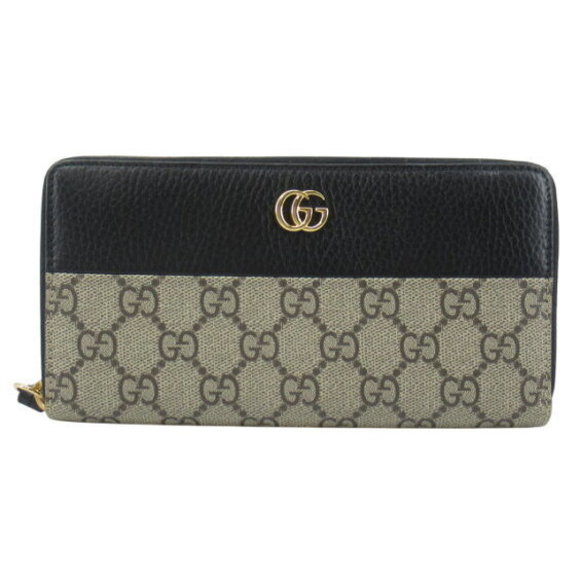 Gucci Black Marmont Supreme GG Zip Beige GG Wallet - Picture 1 of 4